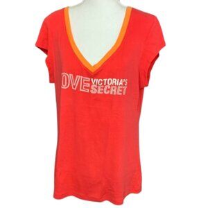 Victoria's Secret Orange-Trimmed Red Tee